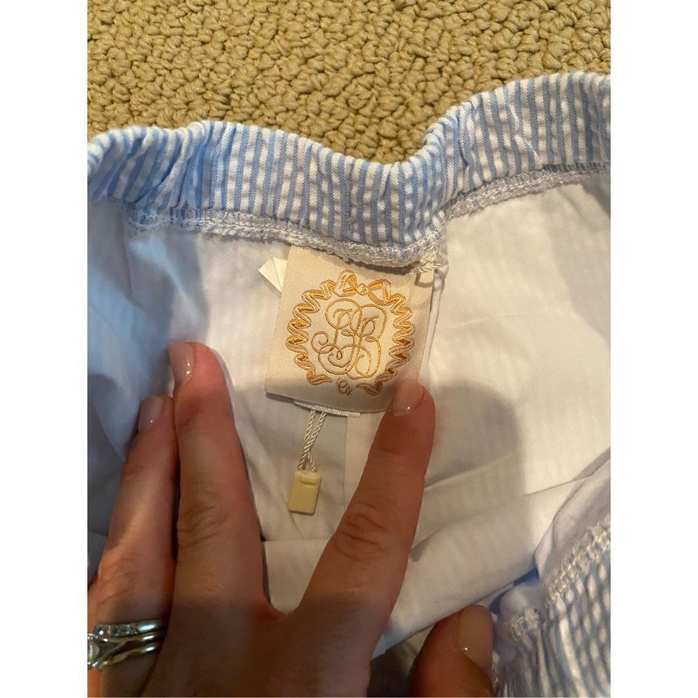 The Beaufort Bonnet Company Girls size 12 Shipley Shorts Blue Seersucker NWOT - Picture 2 of 4